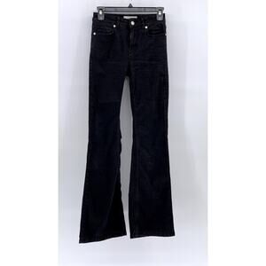 MNG Women's Black Solid Denim Regular-Fit Flare Jeans SZ 2